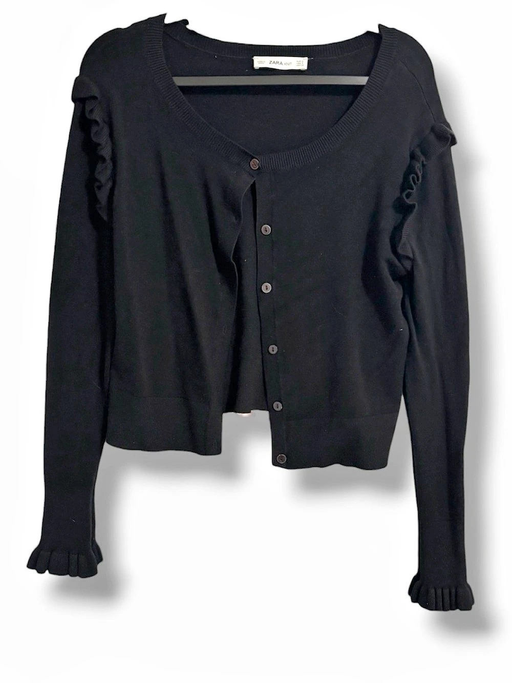 Zara Black Ruffle Cardigan - Size Small🍂 - Picture 2 of 5